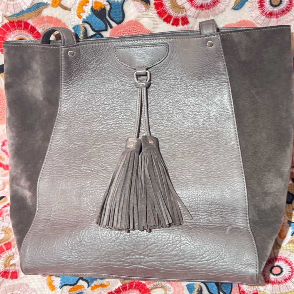 Frye Clara Leather & Suede Tote Bag – Taupe Gray – Style 34DB316